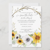 ひまわり フラワールーシック ウォーターカラー セーブ・ザ・デート 招待状 (正面)