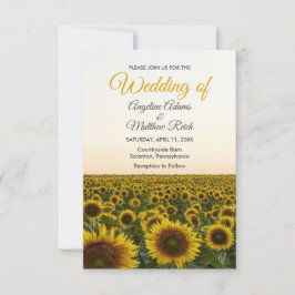 ひまわり フラワーレトロな水彩 結婚式 招待状