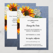ひまわり フラワー＆ジーン 予定変更のご案内 招待状 (正面/裏面)