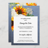 ひまわり フラワー＆ジーン 予定変更カード2 招待状 (正面/裏面)