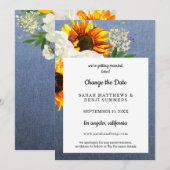 ひまわり フローラル & ジャン 変更のお知らせ 2 招待状 (正面/裏面)