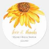 ひまわり |ブライダルシャワーありがとうステッカー ラウンドシール (正面)
