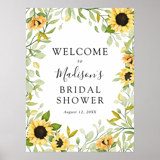 ひまわり ブライダルシャワーのウェルカムサイン ポスター (正面)