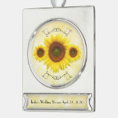 ひまわり ブライダルシャワーの記念オーナメント シルバープレートバナーオーナメント (左)