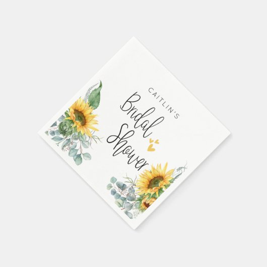 ひまわり ブライダルシャワーパーティー スタンダードカクテルナプキン (角)