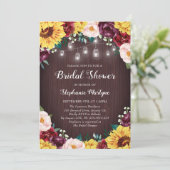 ひまわり ブライダルシャワーマグカップ  ボトル  ワインレッド 招待状 (スタンド正面)