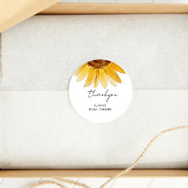 ひまわり ブライダルシャワー クラシック ラウンド ステッカー