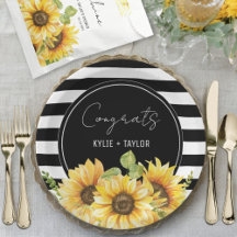 ひまわり ブラックアンドホワイト ストライプ ウェディング シャワー