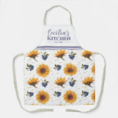 ひまわり&ブルーベリーキッチンパーソナライズされたエプロン エプロン (正面)