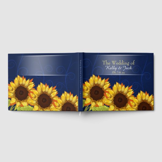 ひまわり/ブルー結婚のゲストブック ゲストブック (全面)