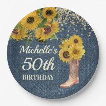 ひまわり ブーツ ブルーデニム 50歳の誕生日