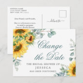 ひまわり プランの変更 延期のご案内 結婚前のお祝い会 ポストカード (正面/裏面)