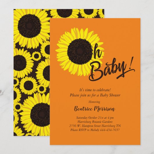 ひまわり ベイビーシャワー サマー 招待状 (正面/裏面)