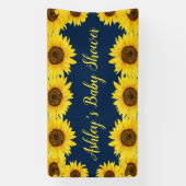 ひまわり ベビーシャワー 背景 ネイビー 花 プロップ 横断幕 (縦)