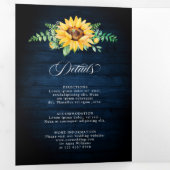 ひまわり ベビーズブレス ネイビーブルー 花 結婚式 三つ折り案内状 (内部最初)