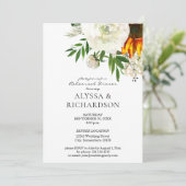 ひまわり&ホワイトフローラリハーサルディナー – ホワイト 招待状 (スタンド正面)