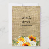 ひまわり&ホワイトローズ結婚フローラ- Burlap 招待状 (裏面)