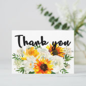 ひまわり&ホワイトローズ サンキューカード (スタンド正面)
