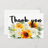 ひまわり&ホワイトローズ サンキューカード (正面/裏面)