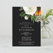 ひまわり & ホワイト フラワーリハーサル ディナー - ブラック 招待状 (スタンド正面)