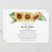 ひまわり ボタニカル フラワー ブライダル シャワー 招待状 (正面/裏面)