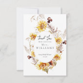 ひまわり ボヘミア ワイルドフラワー 現代の結婚式前祝い サンキューカード (正面)