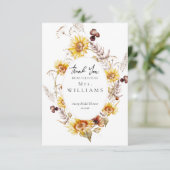 ひまわり ボヘミア ワイルドフラワー 現代の結婚式前祝い サンキューカード (スタンド正面)