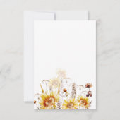 ひまわり ボヘミア ワイルドフラワー 現代の結婚式前祝い サンキューカード (裏面)