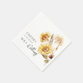 ひまわり ボホ ワイルドフラワー モダン ブライズシャワー スタンダードカクテルナプキン (角)