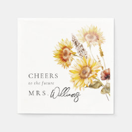 ひまわり ボーホー ワイルドフラワー モダン ブライズシャワー スタンダードカクテルナプキン