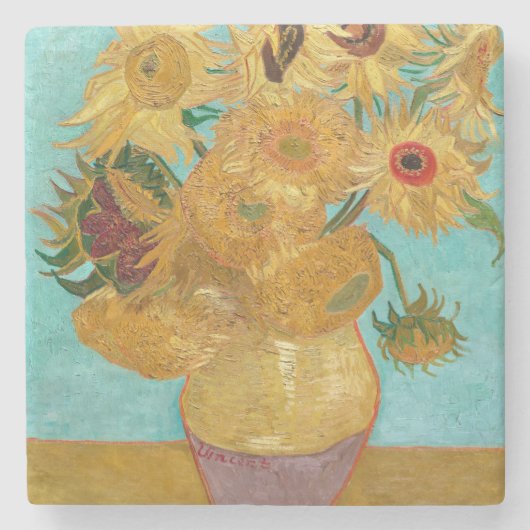 ひまわり、ポスト印象派の静物画 ストーンコースター (正面)