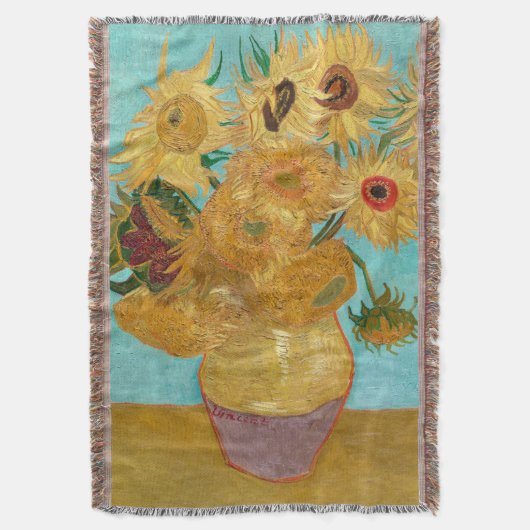 ひまわり、ポスト印象派の静物画 スローブランケット (正面縦)