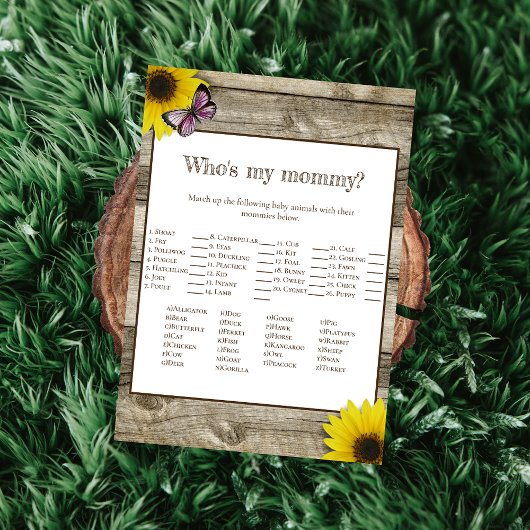 ひまわり ママは誰？ ベビーシャワー | ピンク 招待状