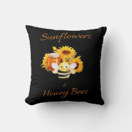 「ひまわり&ミツバチ」 クッション