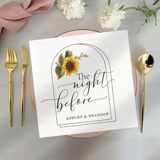 ひまわり ミニマル スクリプト 前夜のナプキン スタンダードカクテルナプキン