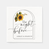 ひまわり ミニマル スクリプト 前夜のナプキン スタンダードカクテルナプキン (正面)