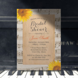 ひまわり&ミュージックシートヴィンテージブライダルシャワー 招待状