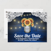 ひまわり メイソンジャー ウッド セーブ・ザ・デート ポストカード (正面/裏面)