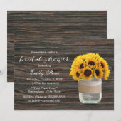 ひまわり メイソンジャー エレガント ウッド ブライダルシャワー 招待状 (正面/裏面)