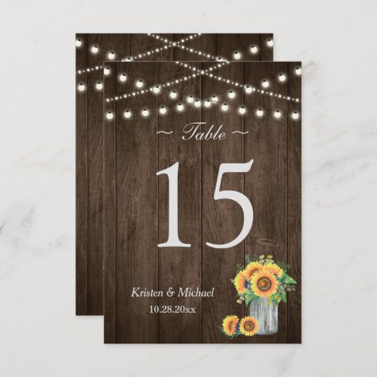 ひまわり メイソンジャー ストリングライト テーブルナンバー (正面/裏面)