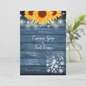 ひまわり メイソンジャー ストリングライト ラスティック ウェディング 招待状 (スタンド正面)