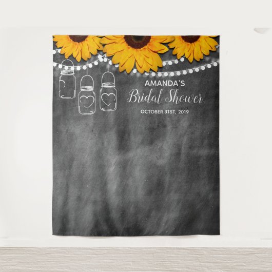 ひまわり メイソンジャー パーティー フォトブース 背景 タペストリー (正面)
