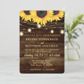 ひまわり メイソンジャー ライト ウェディング 招待状 (スタンド正面)