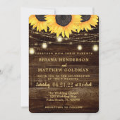 ひまわり メイソンジャー ライト ウェディング 招待状 (正面)