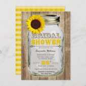 ひまわり メイソンジャー ラスティック ブライダルシャワー 招待状 (正面/裏面)