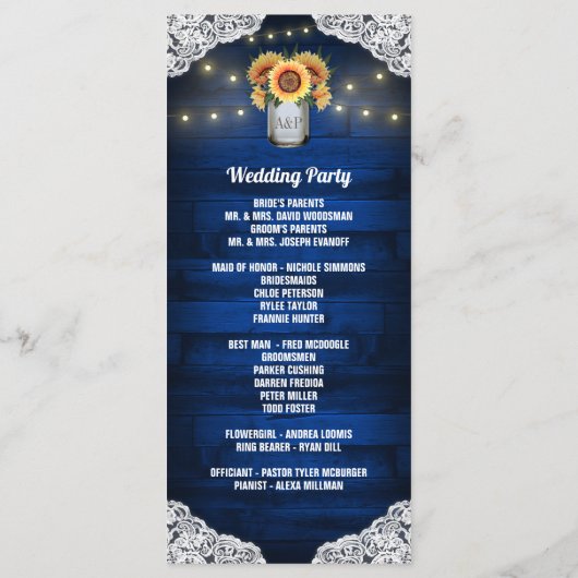 ひまわり メイソンジャー 木製レース 結婚式プログラム プログラム (裏面)