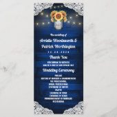 ひまわり メイソンジャー 木製レース 結婚式プログラム プログラム (正面)