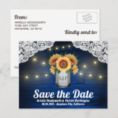 ひまわり メッセージカード ウッド セーブザデート 案内ポストカード (正面/裏面)