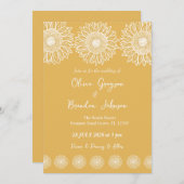 ひまわり モダン ガーデン フラワー ウェディング 招待状 (正面/裏面)