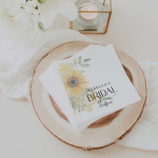 ひまわり モダン フラワー ブライダル シャワー スタンダードカクテルナプキン